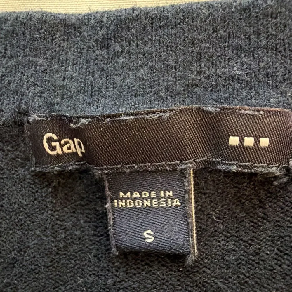 Gap Womens Sweater Sz Small Navy Blue 3/4 Sleeve Crew Neck Classic capsule prep